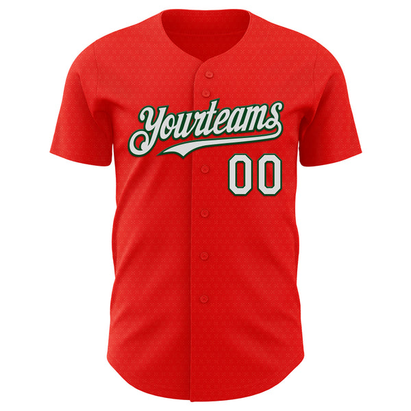 Custom Red White-Green Portugal Style Authentic Baseball Jersey