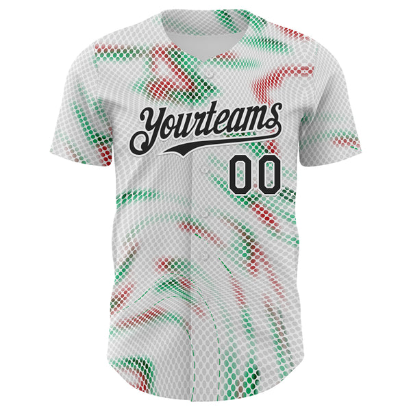 Custom White Black Green-Red Portugal Style Authentic Baseball Jersey