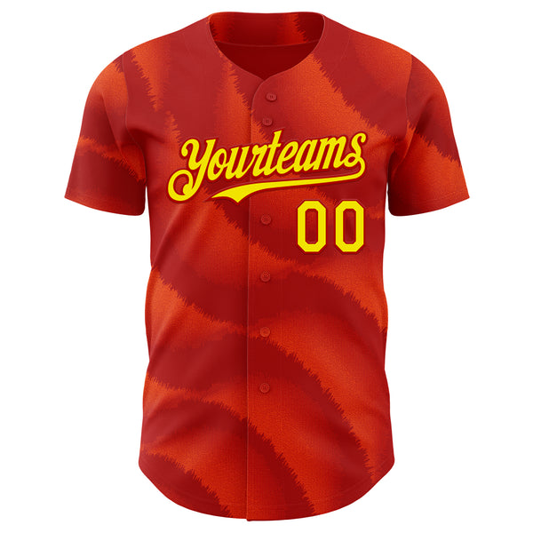 Custom Red-Light Yellow Spain Style Authentic Baseball Jersey
