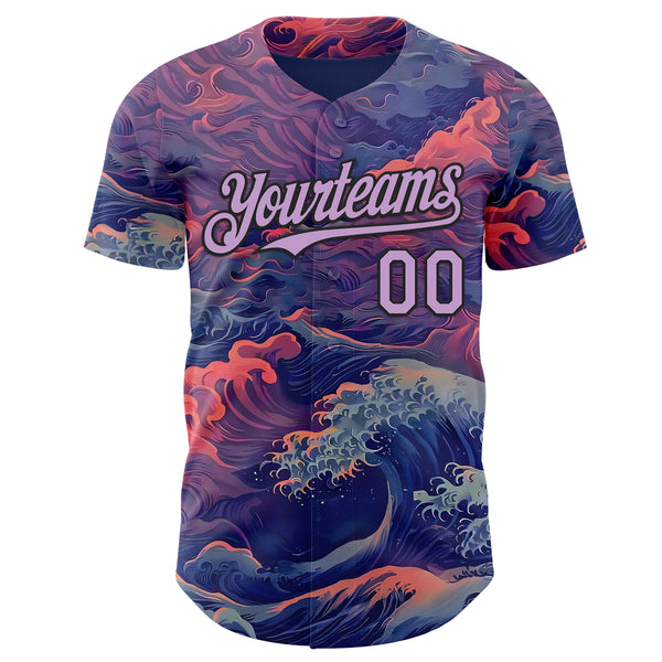 Custom Purple Light Purple-Black Japanese Wave Authentic Baseball Jersey