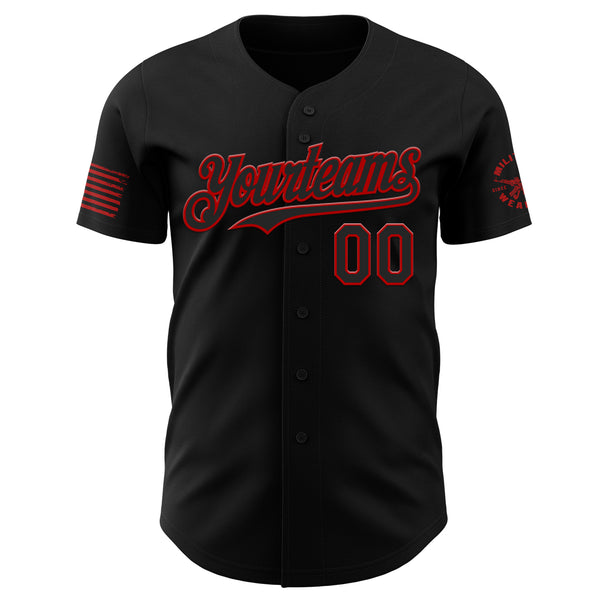 Custom Black-Red USA 250 Flag Western Patriotic Red Rattlesnake Authentic Baseball Jersey