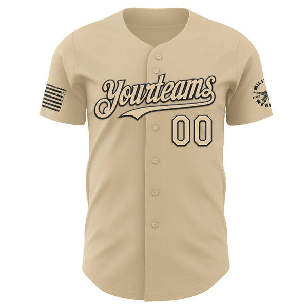 Custom City Cream-Black USA 250 American Flag & Eagle Authentic Baseball Jersey