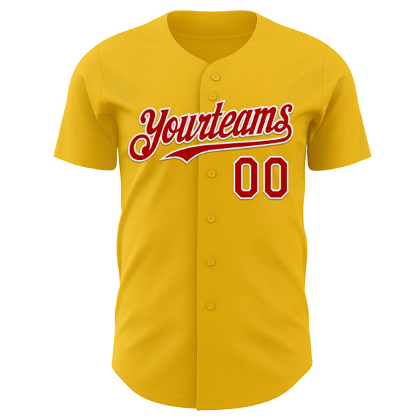 Custom Yellow Red-White Funky Cartoon Skull Cat Authentic Baseball Jersey