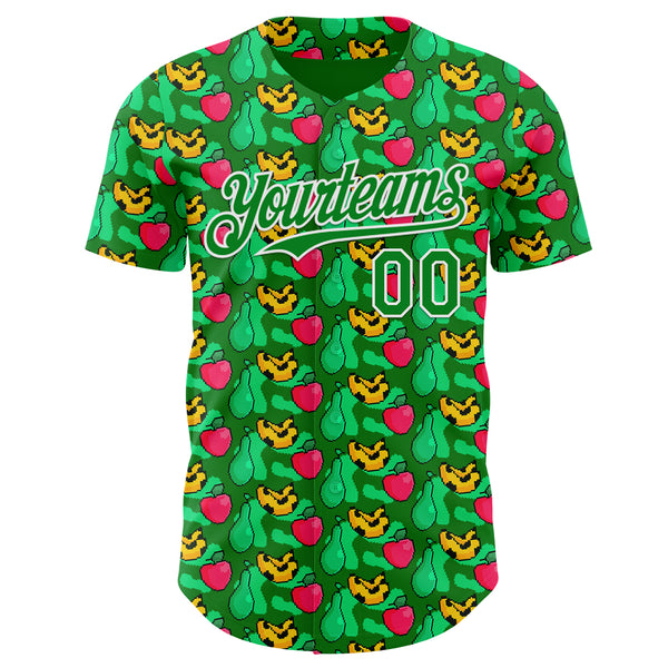 Custom Grass Green-White Psychedelic Trippy Fruit Authentic Baseball Jersey