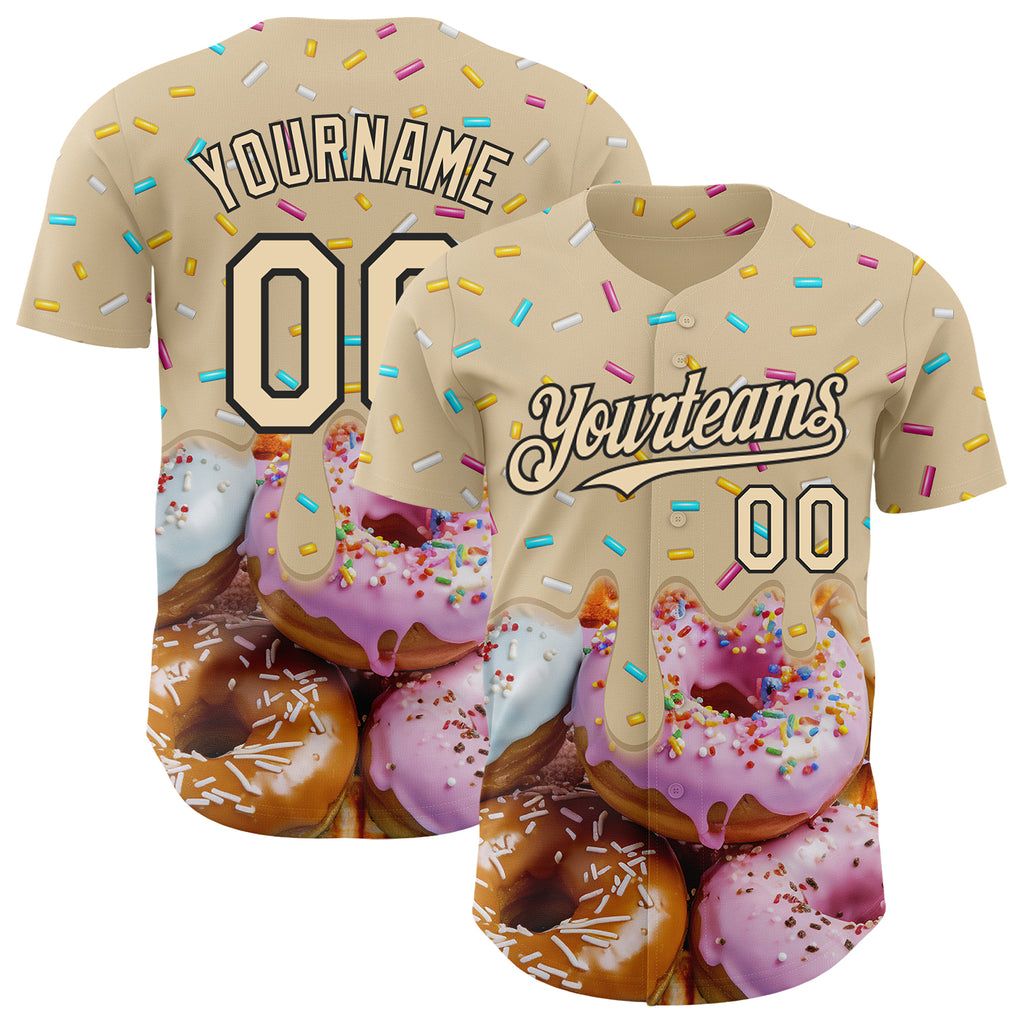 Custom City Cream-Black Ice Cream Donut  Foodie Dessert Authentic Baseball Jersey