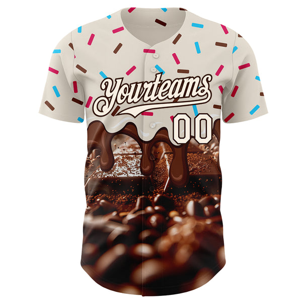 Custom Cream-Brown Ice Cream Chocolate Foodie Dessert Authentic Baseball Jersey