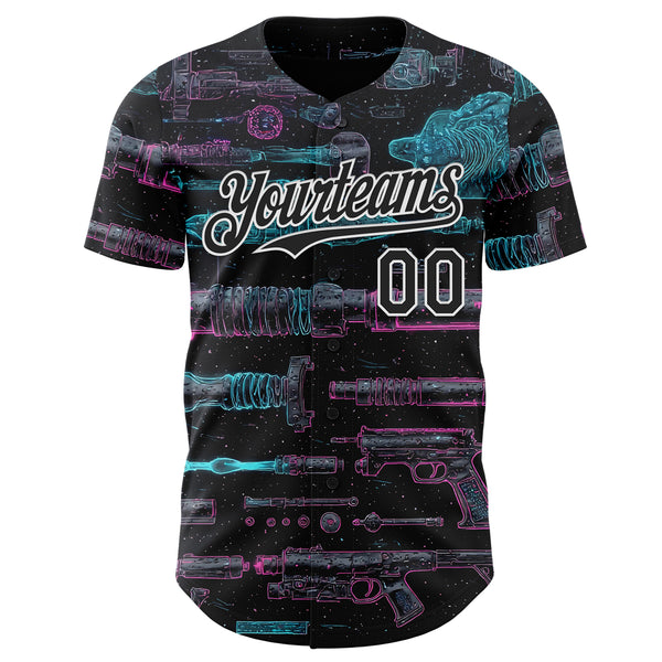 Custom Black-White Futurism Sci-Fi E-sports 3D Pattern Design Authentic Baseball Jersey