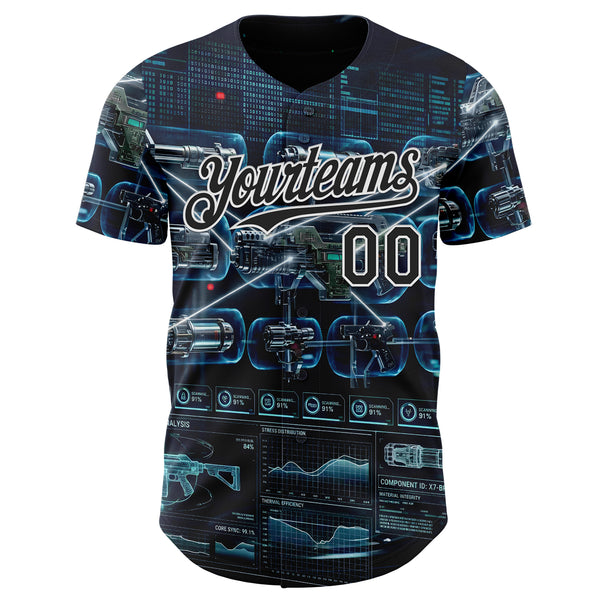Custom Black-White Futurism Tactical E-sports 3D Pattern Design Authentic Baseball Jersey