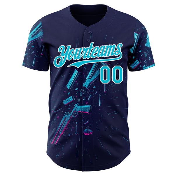 Custom Navy Lakes Blue-White Futurism Cyberpunk E-sports 3D Pattern Design Authentic Baseball Jersey