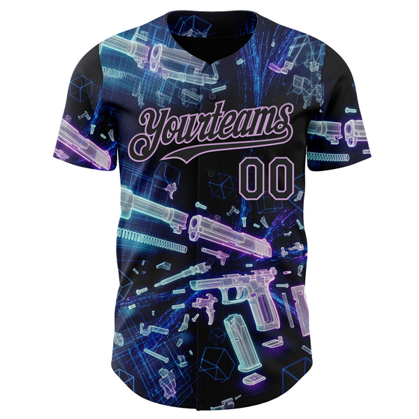 Custom Black-Light Purple Futurism Cyberpunk E-sports 3D Pattern Design Authentic Baseball Jersey