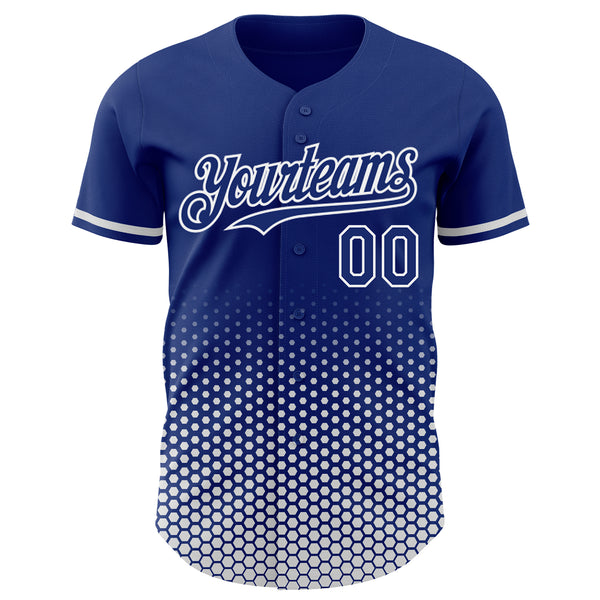 Custom Royal-White Geometric Hexagonal Dot Gradient Authentic Baseball Jersey