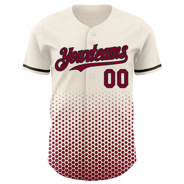 Custom Cream Maroon-Black Geometric Hexagonal Dot Gradient Authentic Baseball Jersey