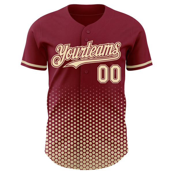 Custom Crimson-Cream Geometric Hexagonal Dot Gradient Authentic Baseball Jersey