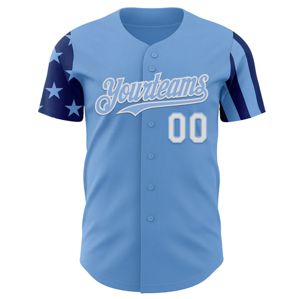 Custom Light Blue White-Royal Two Tone USA Flag Sleeves Stars and Stripes Authentic Baseball Jersey