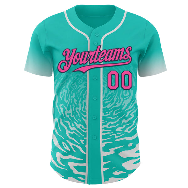 Custom Light Pink Kelly Green-White Ice Cream Waffle Foodie Dessert Authentic Baseball Jersey