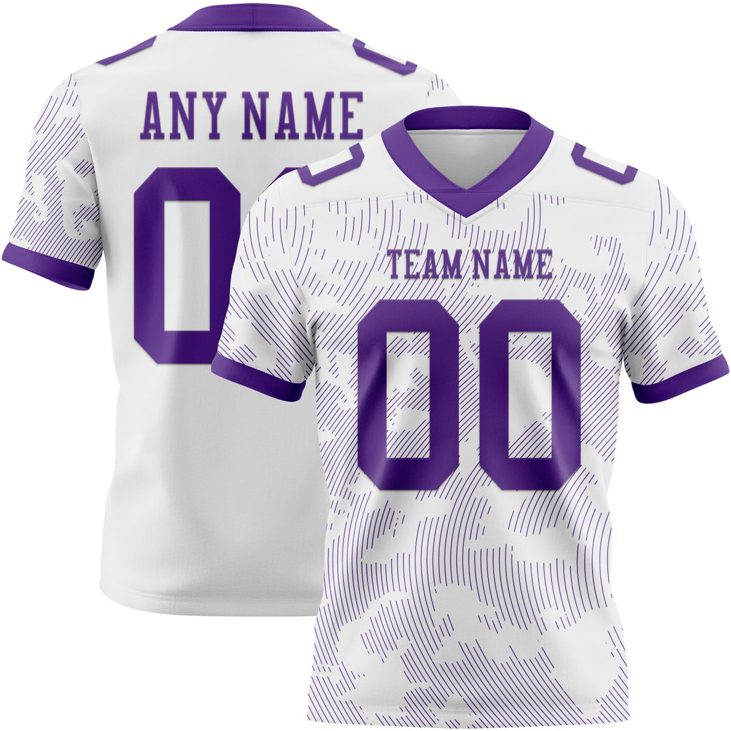 Custom White-Purple Authentic Abstract Fluid Line 3D Pattern 7V7 Flag Football Jersey