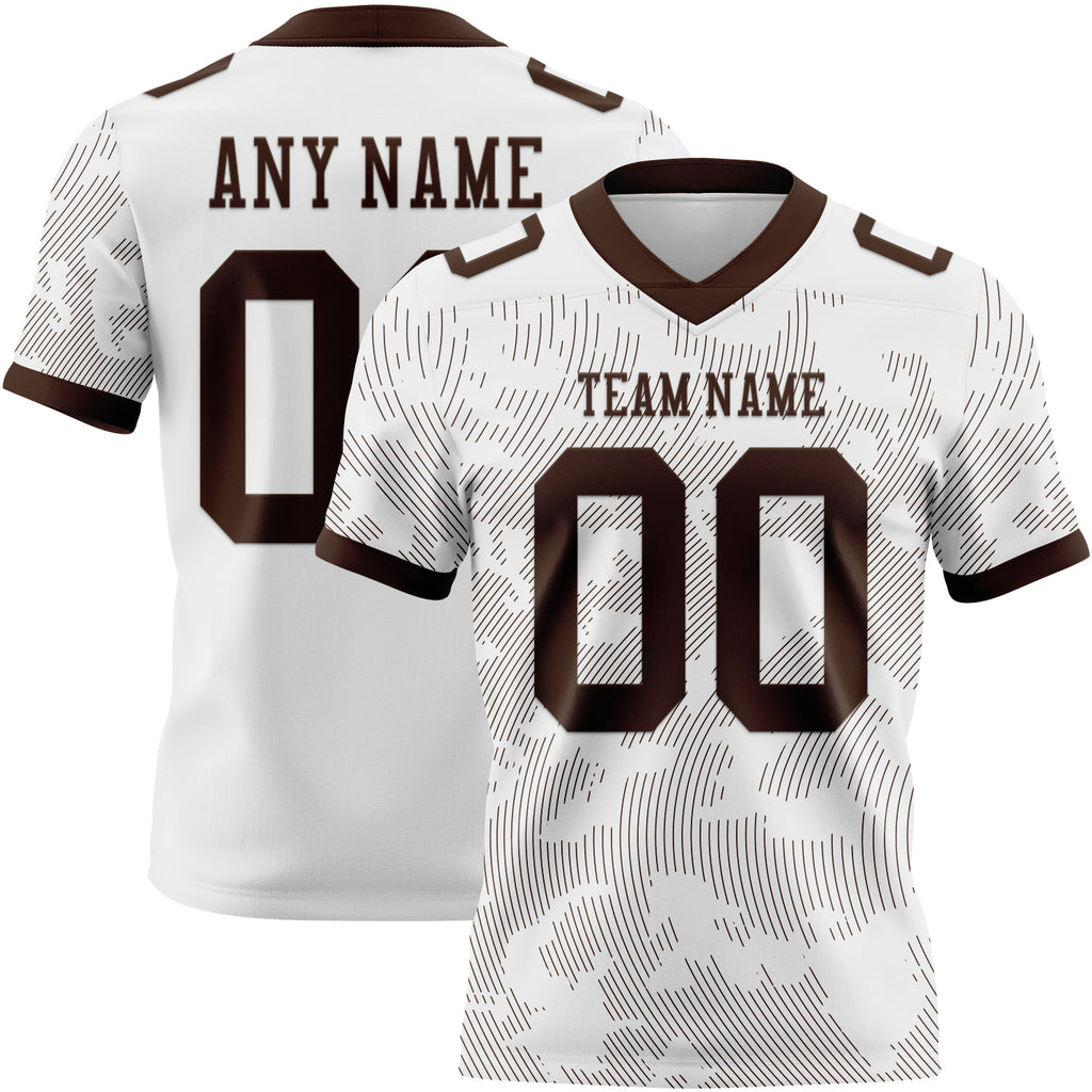 Custom White-Brown Authentic Abstract Fluid Line 3D Pattern 7V7 Flag Football Jersey