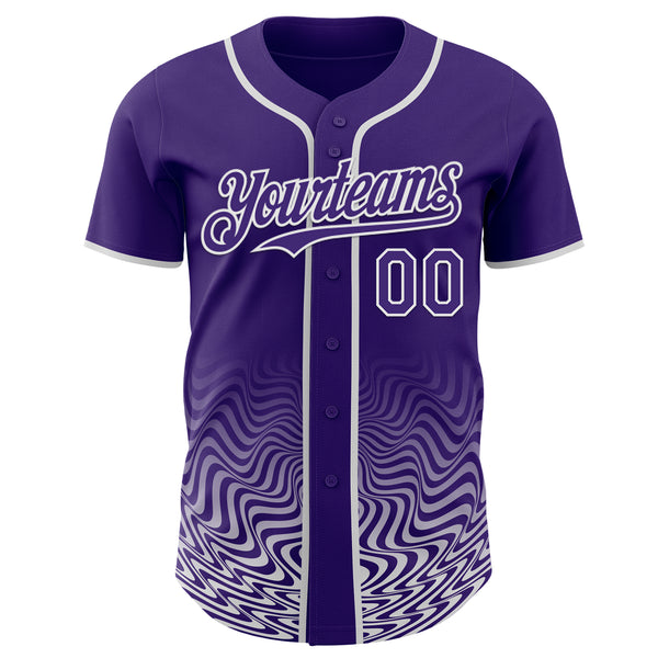 Custom Purple-White Fluid Wave Psychedelic Swirl Authentic Baseball Jersey