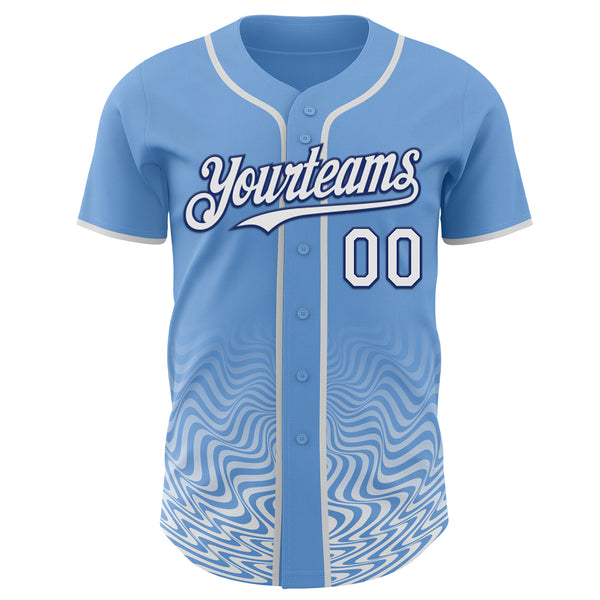 Custom Light Blue White-Royal Fluid Wave Psychedelic Swirl Authentic Baseball Jersey