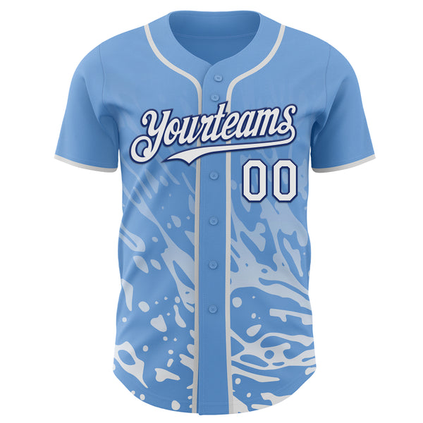 Custom Light Blue White-Royal Fluid Liquid Wave Splatter Authentic Baseball Jersey