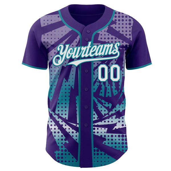 Custom Purple White-Teal Lightning Gradient Dot Authentic Baseball Jersey