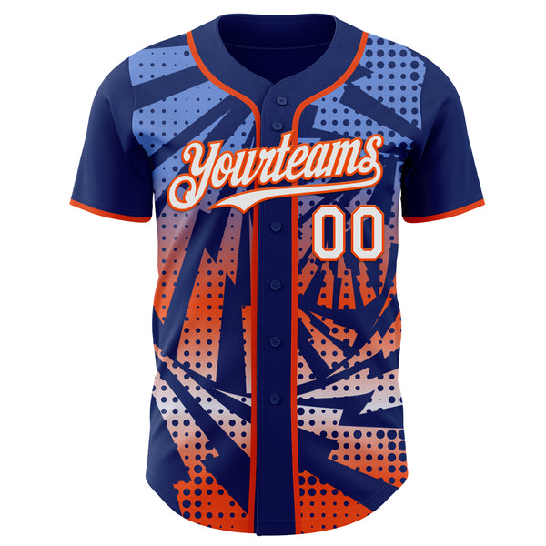 Custom Royal White-Orange Lightning Gradient Dot Authentic Baseball Jersey