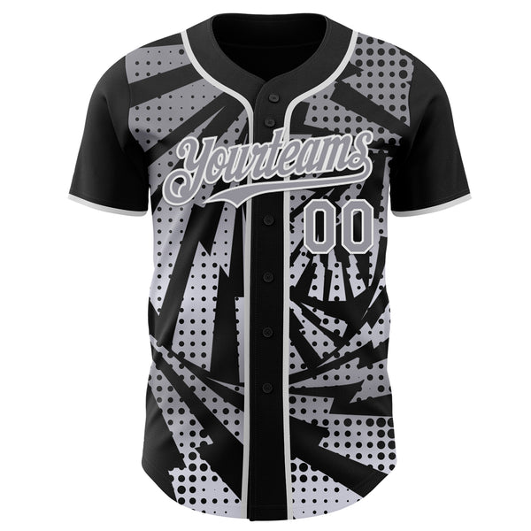 Custom Black Gray-White Lightning Gradient Dot Authentic Baseball Jersey