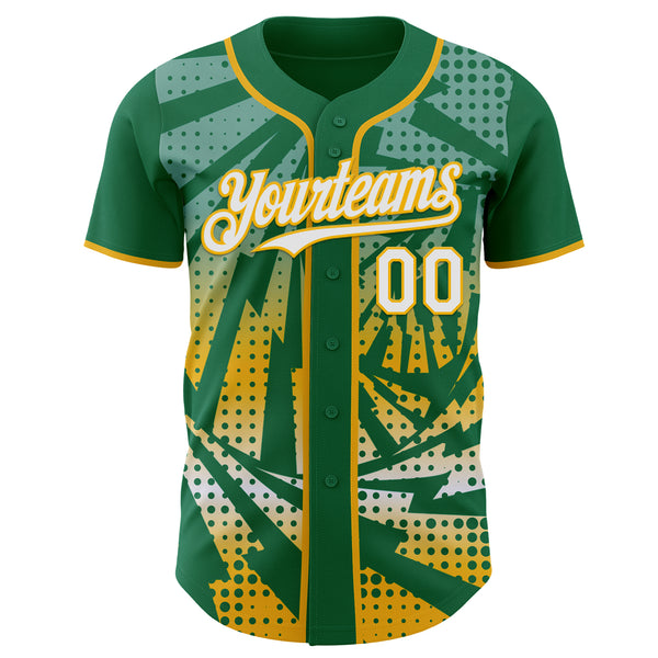 Custom Kelly Green White-Gold Lightning Gradient Dot Authentic Baseball Jersey