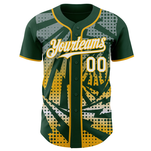 Custom Green White-Gold Lightning Gradient Dot Authentic Baseball Jersey