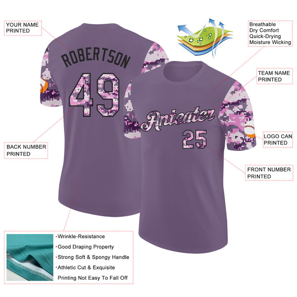 Custom Purple Camo-Black Camo Two Tone Performance T-Shirt