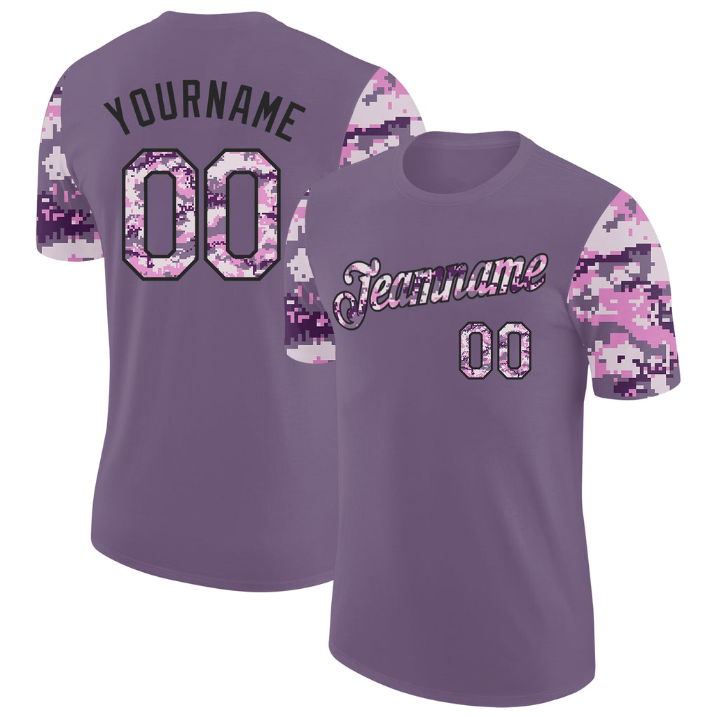 Custom Purple Camo-Black Camo Two Tone Performance T-Shirt