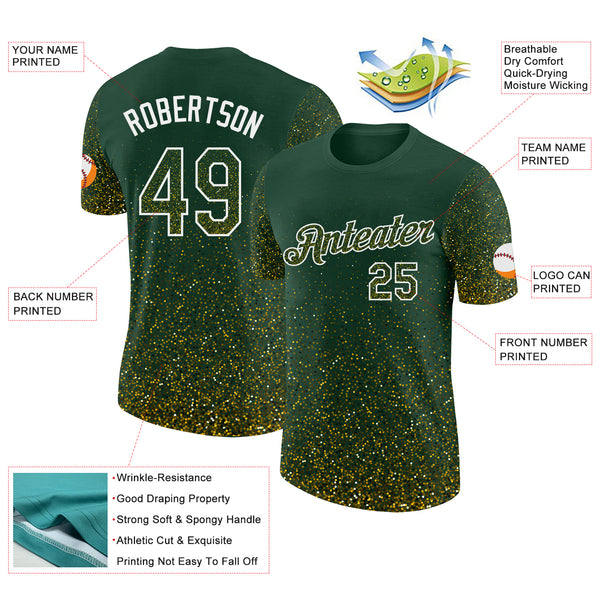 Custom Green Yellow-White Colorful Sparkle Gradient Dots Performance T-Shirt