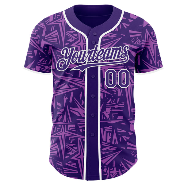 Custom Purple Medium Purple-White Geometric Cyber Starburst Authentic Baseball Jersey