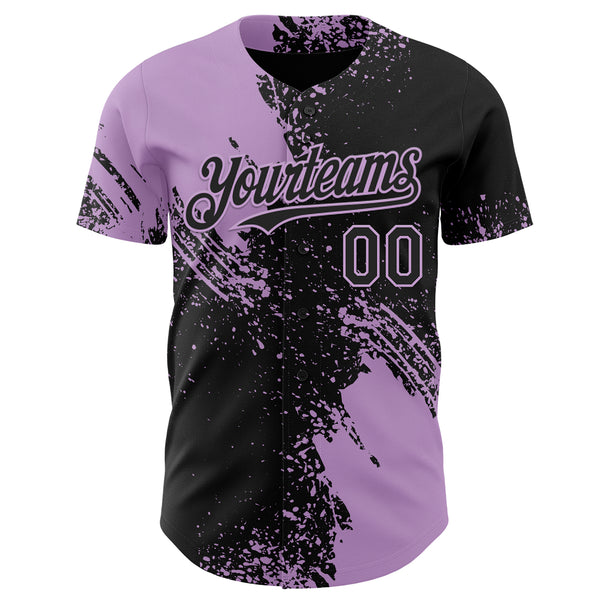 Custom Black-Light Purple Abstract Brush Stroke Authentic Baseball Jersey