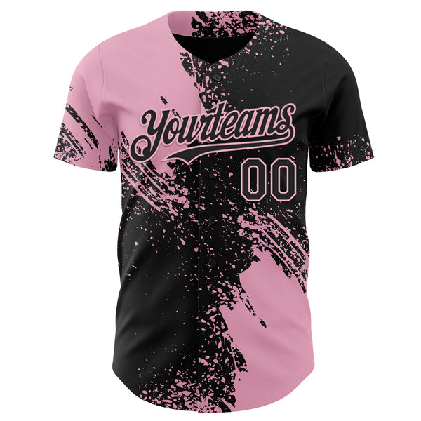 Custom Black-Light Pink Abstract Brush Stroke Authentic Baseball Jersey