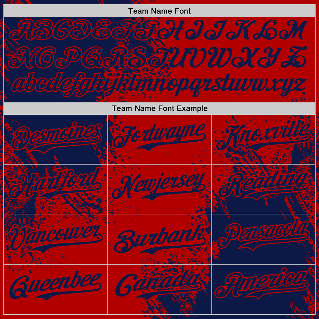 Custom Red-Navy Abstract Brush Stroke Authentic Baseball Jersey