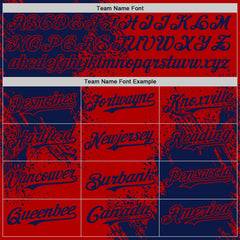 Custom Red-Navy Abstract Brush Stroke Authentic Baseball Jersey