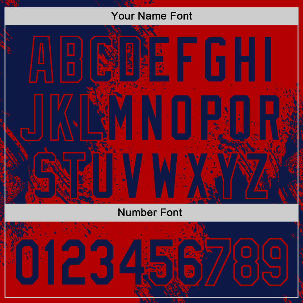 Custom Red-Navy Abstract Brush Stroke Authentic Baseball Jersey