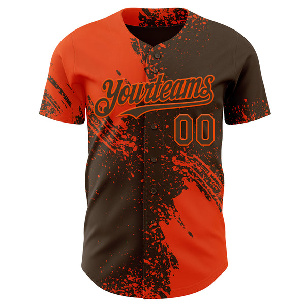 Custom Brown-Orange Abstract Brush Stroke Authentic Baseball Jersey