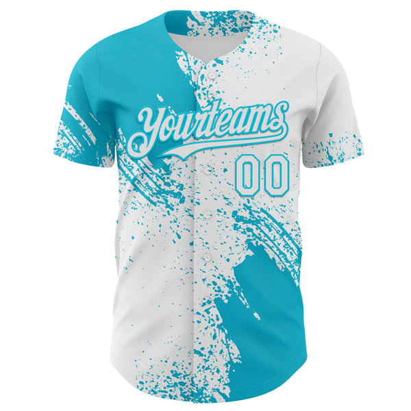 Custom White-Lakes Blue Abstract Brush Stroke Authentic Baseball Jersey