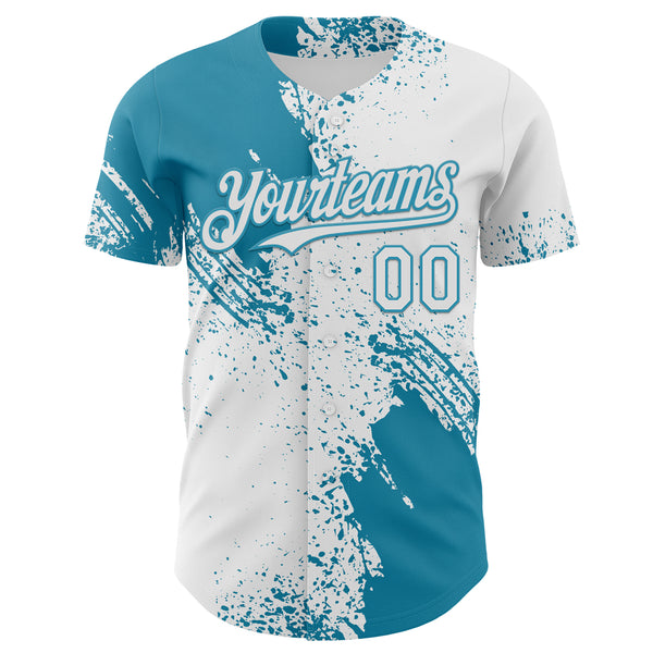 Custom White-Panther Blue Abstract Brush Stroke Authentic Baseball Jersey