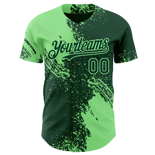 Custom Green-Pea Green Abstract Brush Stroke Authentic Baseball Jersey
