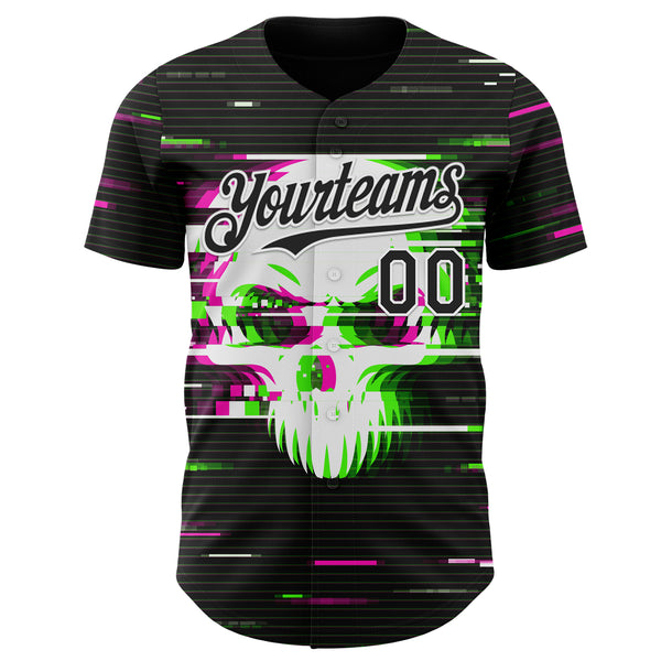 Custom Black-White Skull Authentic Baseball Jersey