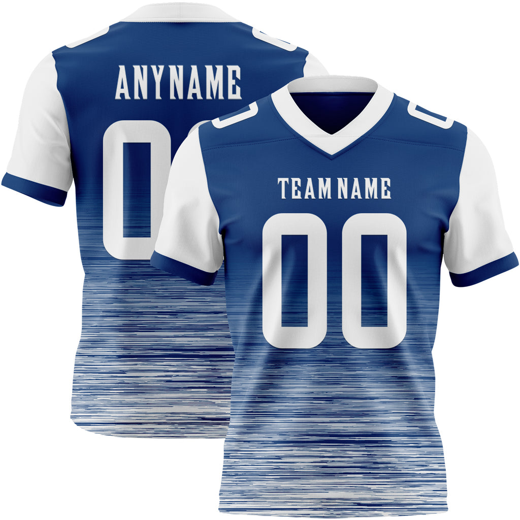 Custom US Navy Blue-White Authentic Fluid Scratch Waves Football Jersey