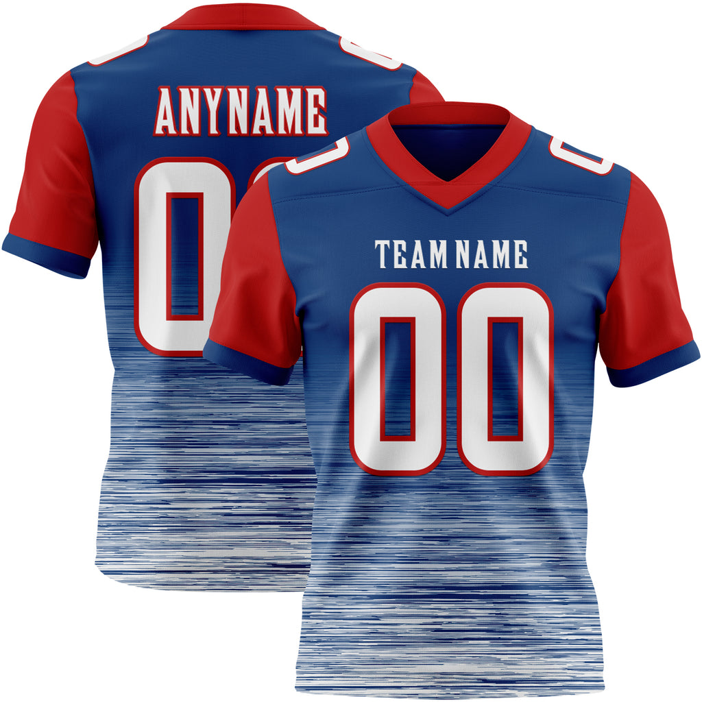Custom US Navy Blue White-Red Authentic Fluid Scratch Waves Football Jersey