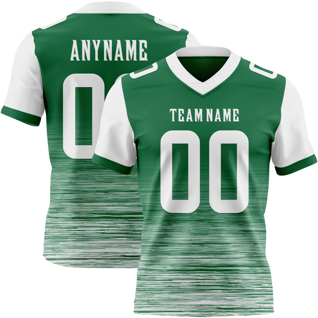 Custom Kelly Green-White Authentic Fluid Scratch Waves Football Jersey