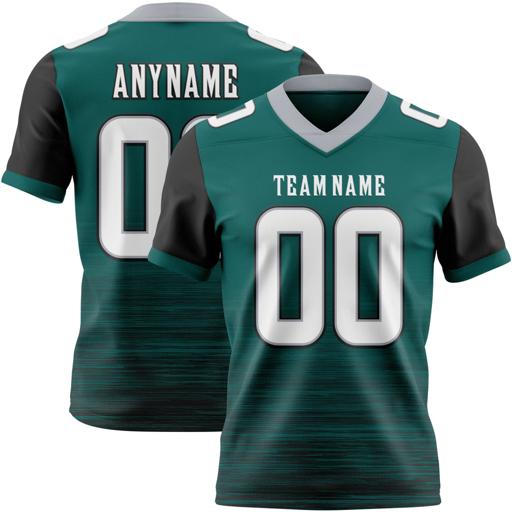 Custom Midnight Green White Black-Gray Authentic Fluid Scratch Waves Football Jersey