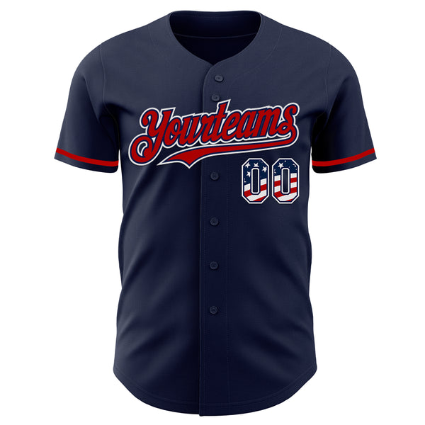 Custom Navy USA Flag White-Red Authentic Baseball Jersey