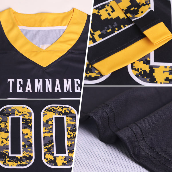 Custom Black Camo Olive-City Cream Authentic Digital Camouflage Panel Football Jersey