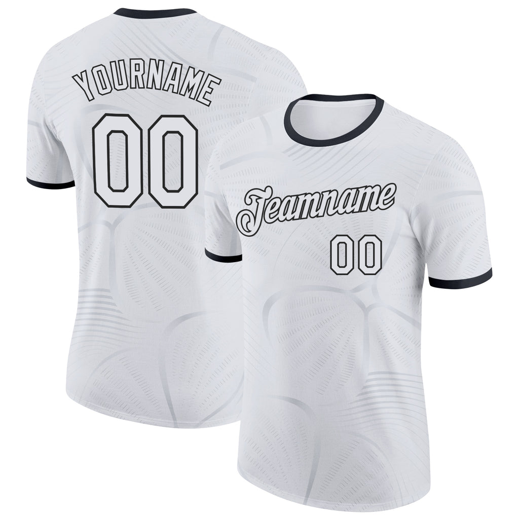 Custom White-Black England Abstract Performance T-Shirt